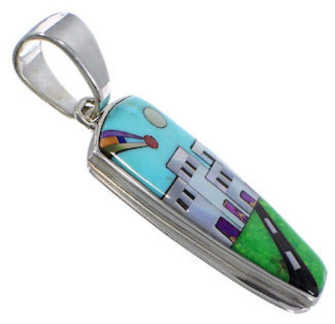 Sterling Silver Multicolor Native American Design Pendant HS41129